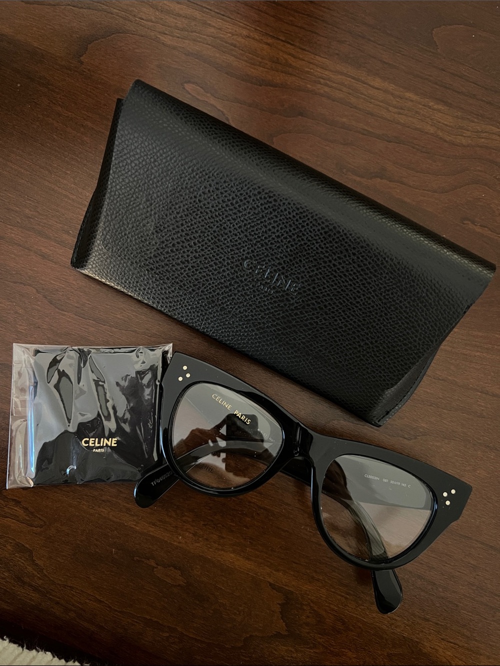 Celine Black Cat Eye Glasses with Case